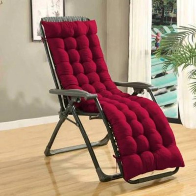 Ramchiraiya LONG CHAIR PAD Polyester Fibre Solid Chair Pad Pack of 1(Maroon)