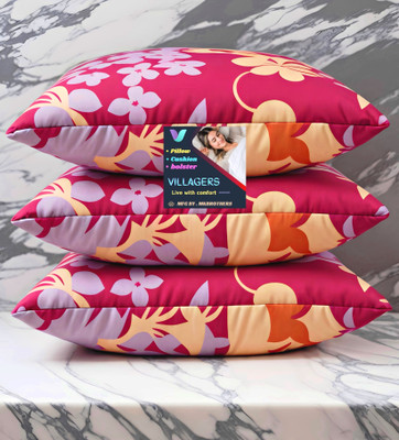 Tecsun FLOWER Microfibre Abstract Sleeping Pillow Pack of 3(Pink)
