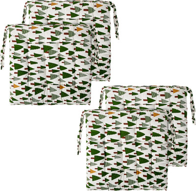 KUBER INDUSTRIES Microfibre Solid Chair Pad Pack of 4(Green)