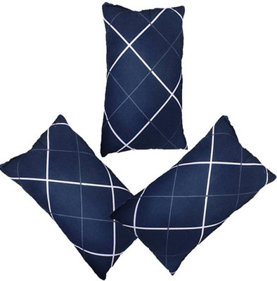 brightjex Microfibre Solid Sleeping Pillow Pack of 3(Blue line)