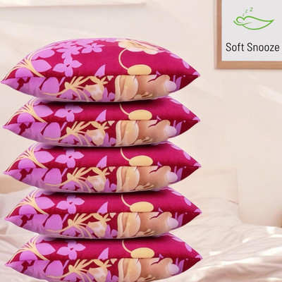 SOFT SNOOZE Ultra Soft Luxury Microfibre Floral Sleeping Pillow Pack of 5(Pink)