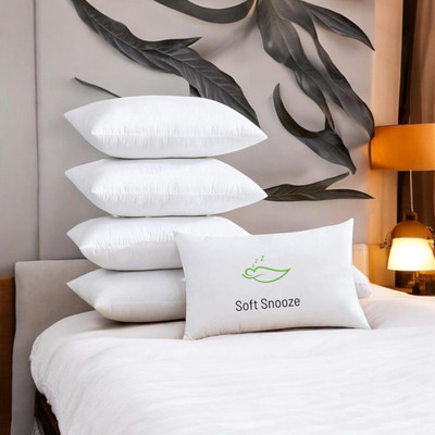 SOFT SNOOZE Microfibre Sleeping Pillow Pack of 5 Solid Luxury(White)