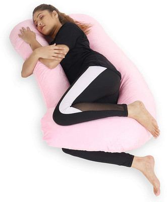 OZLY ultra soft j shaped pillow Microfibre, Polyester Fibre Solid Pregnancy Pillow Pack of 1(Pink)