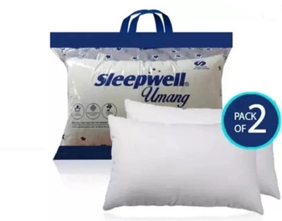 Sleepwell Hollow Fibre Pillow Set || Comfort And Support Pillow Microfibre Solid Sleeping Pillow Pack of 2(White)