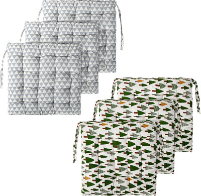 KUBER INDUSTRIES Microfibre Solid Chair Pad Pack of 6(Grey, Green)
