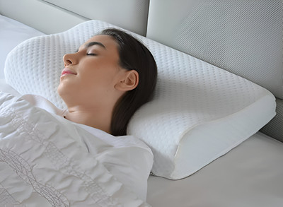credicus Cervical Contour Memory Foam Pillow / Stomache / Side Sleepers / Anti-Snoring Memory Foam Solid Orthopaedic Pillow Pack of 1(Dark White)