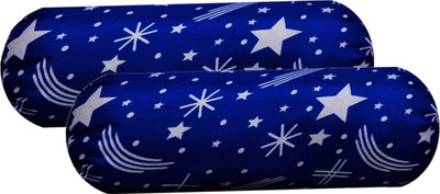 GKM Round Bolster Microfibre Abstract Sleeping Pillow Pack of 2(Dark Blue, Multicolor)