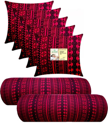 ACTOS Microfibre Geometric Bolster Pack of 7(Maroon1)