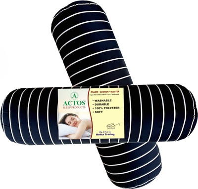ACTOS Round Microfibre Stripes Bolster Pack of 2(Black42)