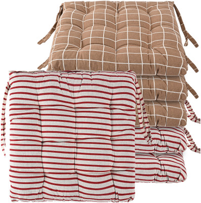 KUBER INDUSTRIES Microfibre Abstract Chair Pad Pack of 6(Brown, Maroon)