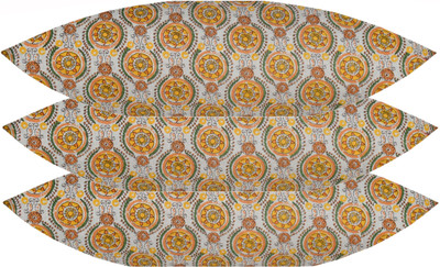 GKM Microfibre Floral Sleeping Pillow Pack of 3(Yellow)