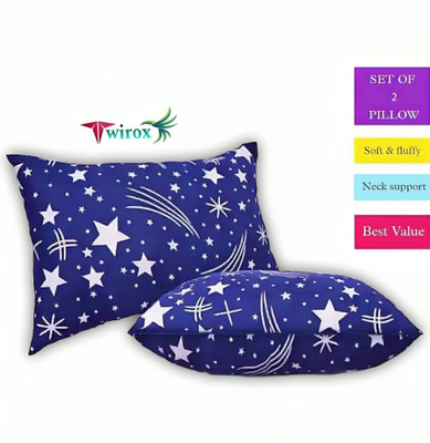 TWIROX LUXURY Polyester Fibre Abstract Sleeping Pillow Pack of 2(Blue)