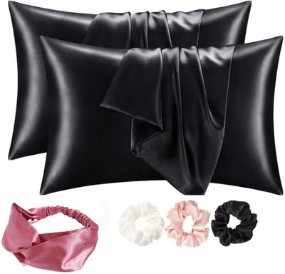 Wesofy Polyester Fibre Sleeping Pillow Pack of 2 Solid(Black)