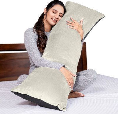 MY ARMOR Microfibre Solid Body Pillow Pack of 1(BLACK & CREAM)