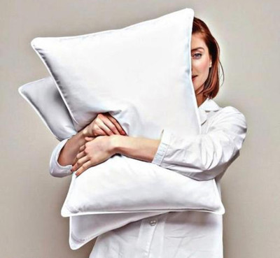 YPOLOIPO LUXURY Polyester Fibre Abstract Sleeping Pillow Pack of 2(White)