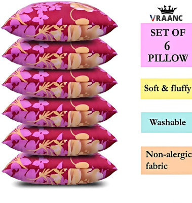 vraanc Polyester Fibre Abstract Sleeping Pillow Pack of 6(Pink)