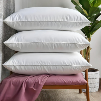YPOLOIPO LUXURY Polyester Fibre Abstract Sleeping Pillow Pack of 3(White)