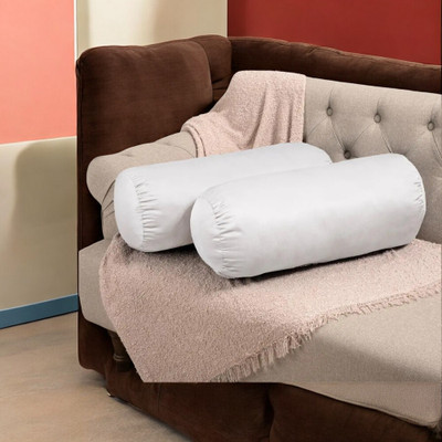 Urmila Creation Polyester Fibre Solid Bolster Pack of 2(White)