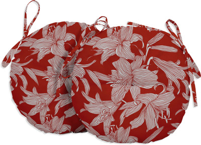 Vargottam Polyester Fibre Floral Chair Pad Pack of 2(Red)