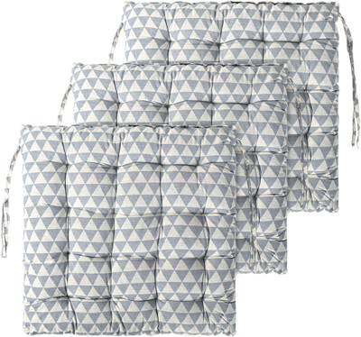 KUBER INDUSTRIES Microfibre Chair Pad Pack of 3 Solid(Grey)