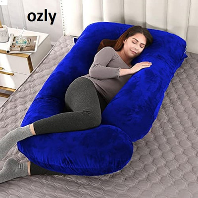 OZLY ultra soft j shaped pillow Microfibre, Polyester Fibre Solid Pregnancy Pillow Pack of 1(royal blue)