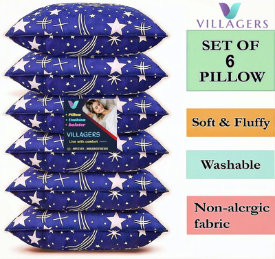 VILLAGERS LUXURY Polyester Fibre Abstract Sleeping Pillow Pack of 6(Blue)