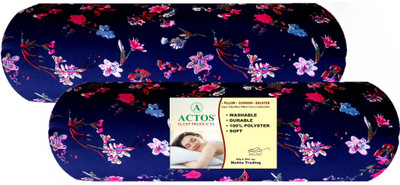 ACTOS Microfibre Floral Bolster Pack of 2(Blue)