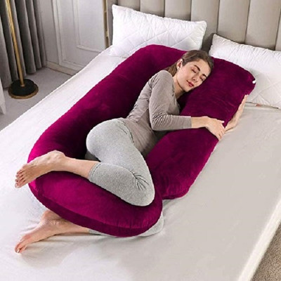 Victostar j shape pregnancy pillow Polyester Fibre Solid Pregnancy Pillow Pack of 1(Purple)