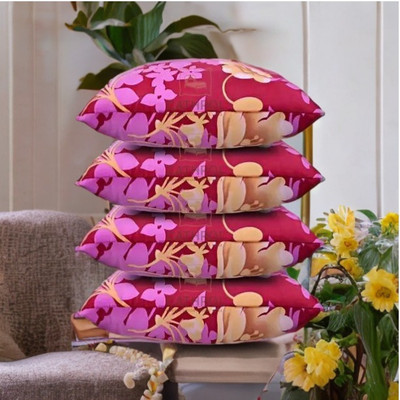 CATHROL Microfibre Abstract Sleeping Pillow Pack of 4(Pink)