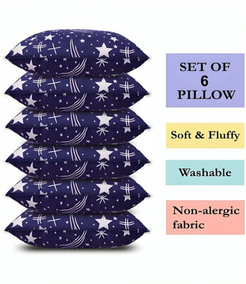 vraanc Luxury Polyester Fibre Abstract Sleeping Pillow Pack of 6(Blue)