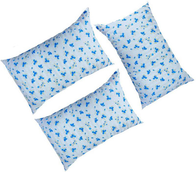 brightjex Microfibre Solid Sleeping Pillow Pack of 3(Blue Flowers)