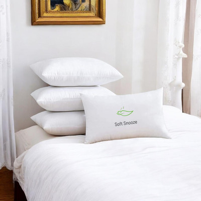SOFT SNOOZE SOFT LUXURY Microfibre Solid Sleeping Pillow Pack of 4(White)