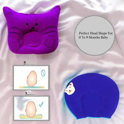 Ducudu Microfibre Solid Baby Pillow Pack of 2(Purple & Blue)