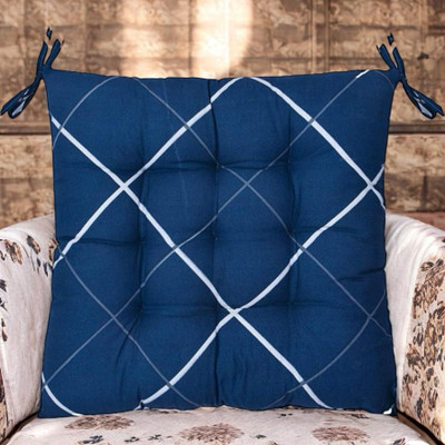 SOFT SNOOZE Soft Luxury Microfibre Solid Chair Pad Pack of 2(Blue)