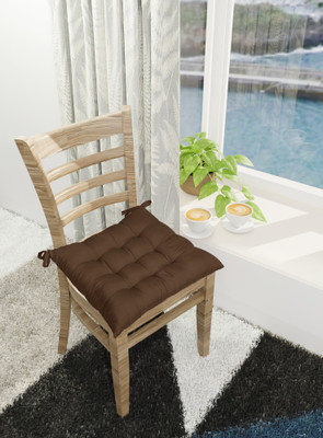 rakhi home décor Polyester Fibre Chair Pad Pack of 2 Solid(Brown)