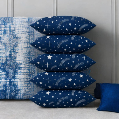CATHROL Microfibre Abstract Sleeping Pillow Pack of 5(Blue)
