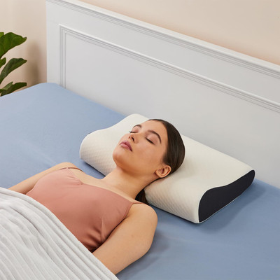 R K Fashion Sleeping neck pillow Memory Foam Nature Cervical Pack of 1(Black)