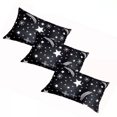 PALVIT Microfibre Abstract Sleeping Pillow Pack of 3(Black)