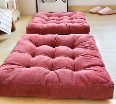 aeTHEric Microfibre Solid Floor Cushion Pack of 1(Red)