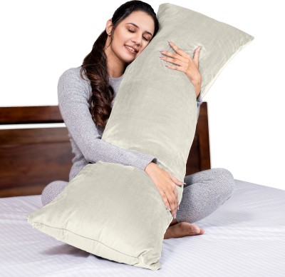 MY ARMOR Microfiber Full Body Long Sleeping Pillow | Premium Velvet Outer Cover with Zip Microfibre Solid Body Pillow Pack of 1(Cream)