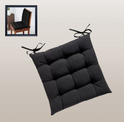 THM Microfibre Solid Chair Pad Pack of 1(Black)