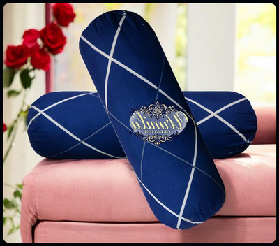 JAYOG ENTERPRISE Round Microfibre Geometric Bolster Pack of 2(Dark Blue)