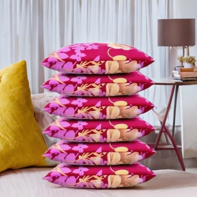 CATHROL Microfibre Abstract Sleeping Pillow Pack of 6(Pink)