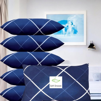 SOFT SNOOZE Soft Luxury Microfibre Abstract Sleeping Pillow Pack of 6(Blue)