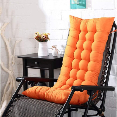 Hundur Store Microfibre Solid Chair Pad Pack of 1(Orange)