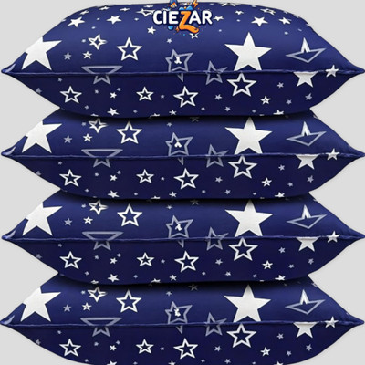 CIEZAR Luxury Polyester Fibre Abstract Sleeping Pillow Pack of 4(Blue)