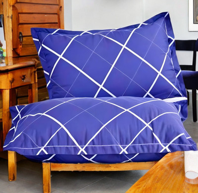 LIPONOS LUXURY Microfibre Solid Sleeping Pillow Pack of 2(Blue)
