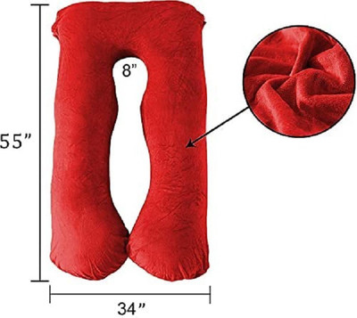 ANVANSA ultra soft u shape pillow Microfibre, Polyester Fibre Solid Pregnancy Pillow Pack of 1(Red)
