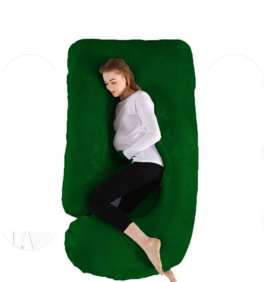 WONGVO J Shape Microfibre Solid Pregnancy Pillow Pack of 1(Green)