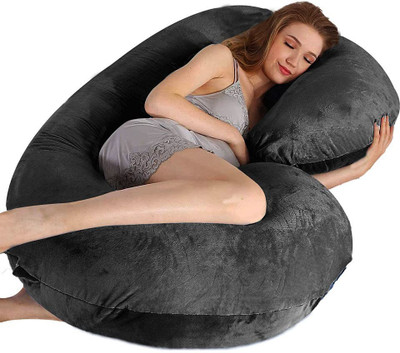 THUKRAN Microfibre Solid Pregnancy Pillow Pack of 1(DRAK GREY)
